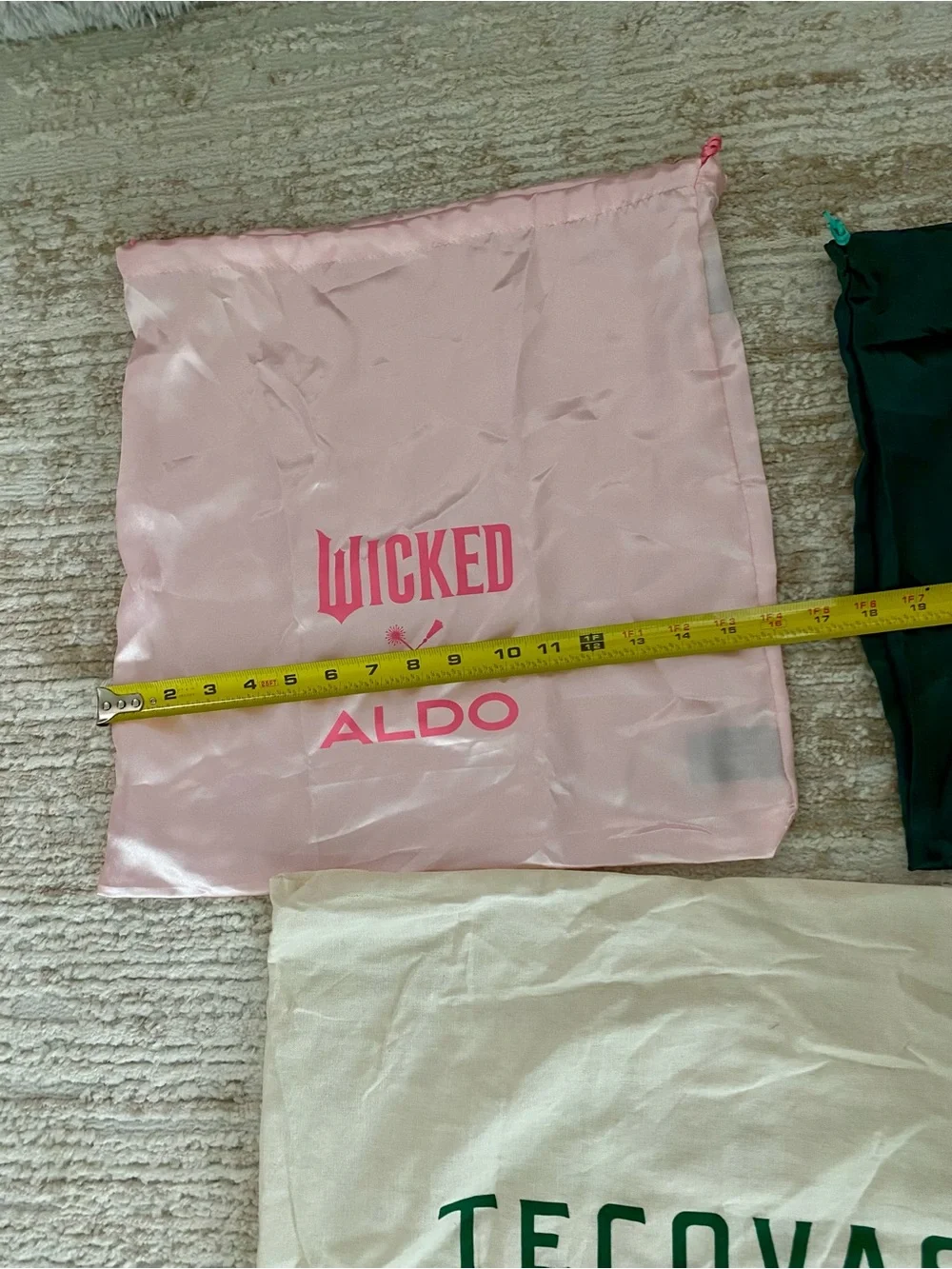 Aldo Satin Wicked Dust Bag Pair in Pink and Teal and Tecovas